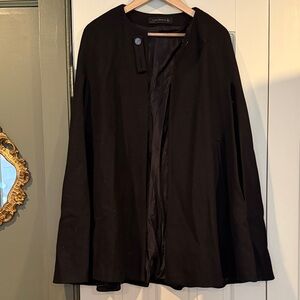 Zara Elegant Black Cape Coat